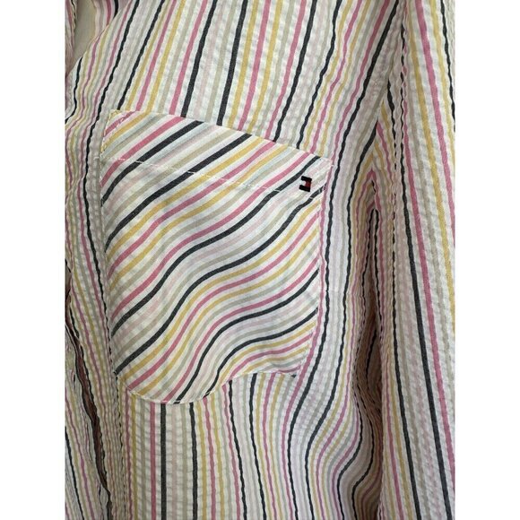 Tommy Hilfiger Striped Collared Long Sleeve Button Up Shirt Women's Sz XL - Picture 9 of 14
